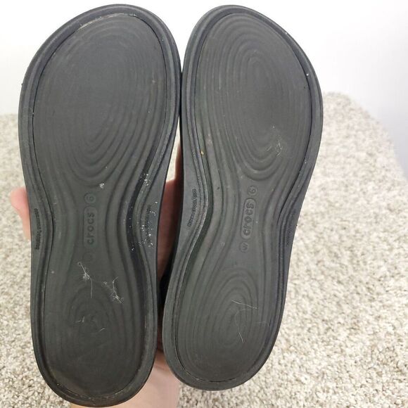 Crocs Shoes Womens 6 Flats Slingback Rubber Cutout Round Toe Lightweight Black - Picture 7 of 10